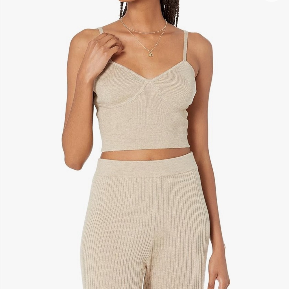 The Drop Women's Catalina Sweater Bralette Heather Brown Sz Small